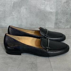 NATURALIZER Black Leather Emiline-L Almond-Toe Slip-On Flat Loafers SZ 8.5